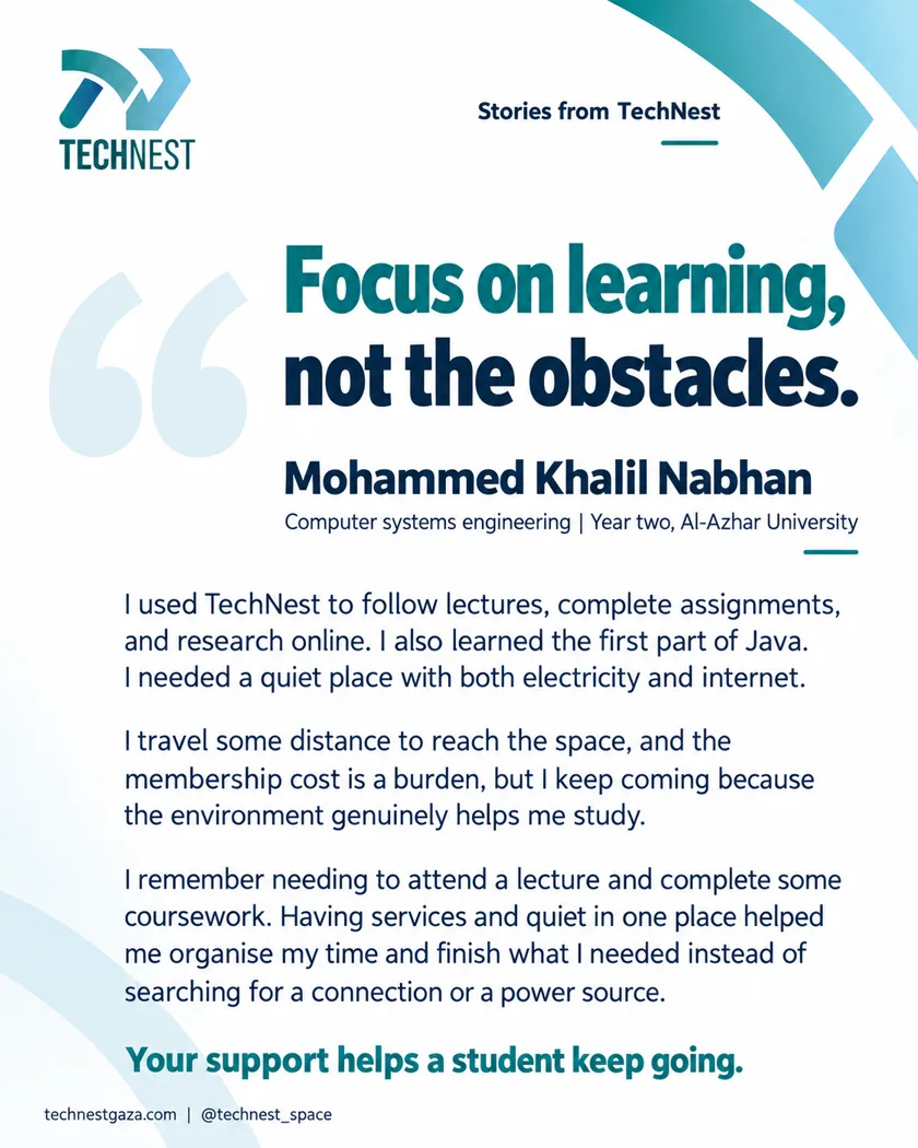 Mohammed Khalil Nabhan — Focus on learning, not the obstacles.
