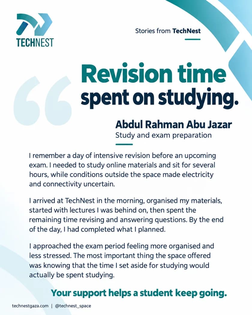 Abdul Rahman Abu Jazar — Revision time spent on studying.